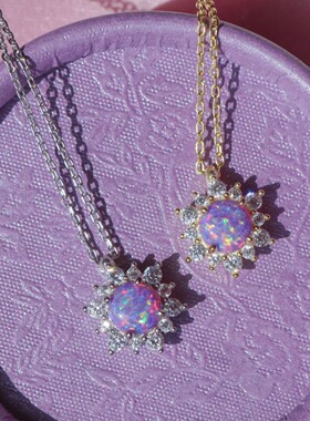 英国george melis欧美澳宝项链多巴胺芭比项链蛋白石吊坠微镶