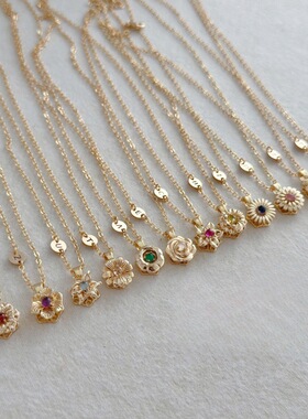 英国george melis可旋转十二月花可转动花朵幸运项链气质百搭