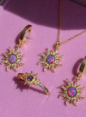 英国george melis欧美澳宝日月项链多巴胺芭比项链蛋白石吊坠微