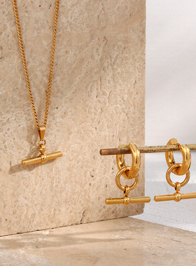 英国george melis欧美ins时尚小众个性流行耳环圆圈棍子古巴链吊