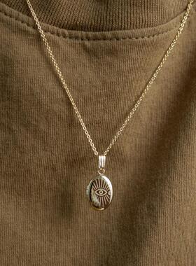 英国George Melis椭圆太阳月亮恶魔之眼可开合相册宠物相片锁骨