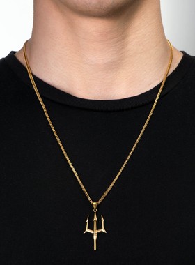 英国TopWhit项链男女小众配饰吊坠独立站热卖新品三叉戟十字架嘻