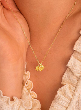 英国george melis12月诞生花吊坠立体装饰花朵吊坠项链18k毛衣链