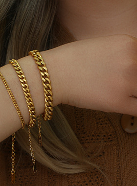 英国george melis欧美ins女时尚潮流嘻哈风电镀18k磨链手链