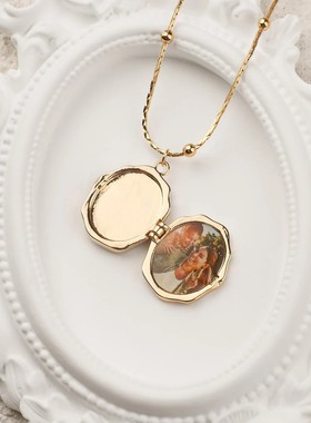 英国George Melis欧美天使开合相册盒子项链宠物相框 项链女文艺