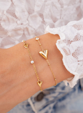 英国george melis欧美时尚轻奢风爱心电镀高级感锆石可调节手链