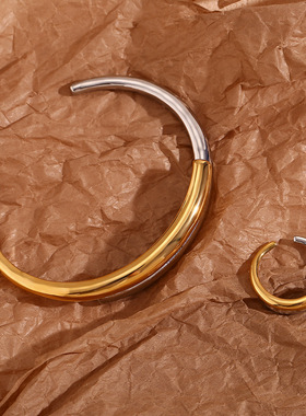 英国george melis欧美时尚简约个性戒指镀18k金双层交错间金开口