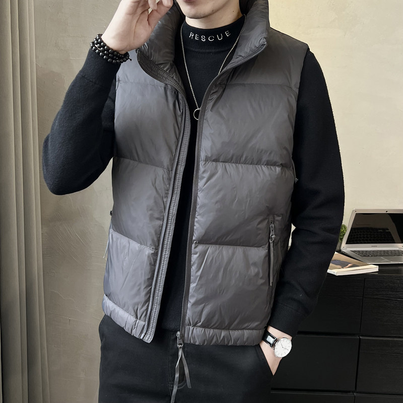 立领羽绒马甲男士短款无袖羽绒服灰鸭绒修身保暖外套马夹背心坎肩,淘宝优惠券,粉丝福利购,淘宝优惠卷
