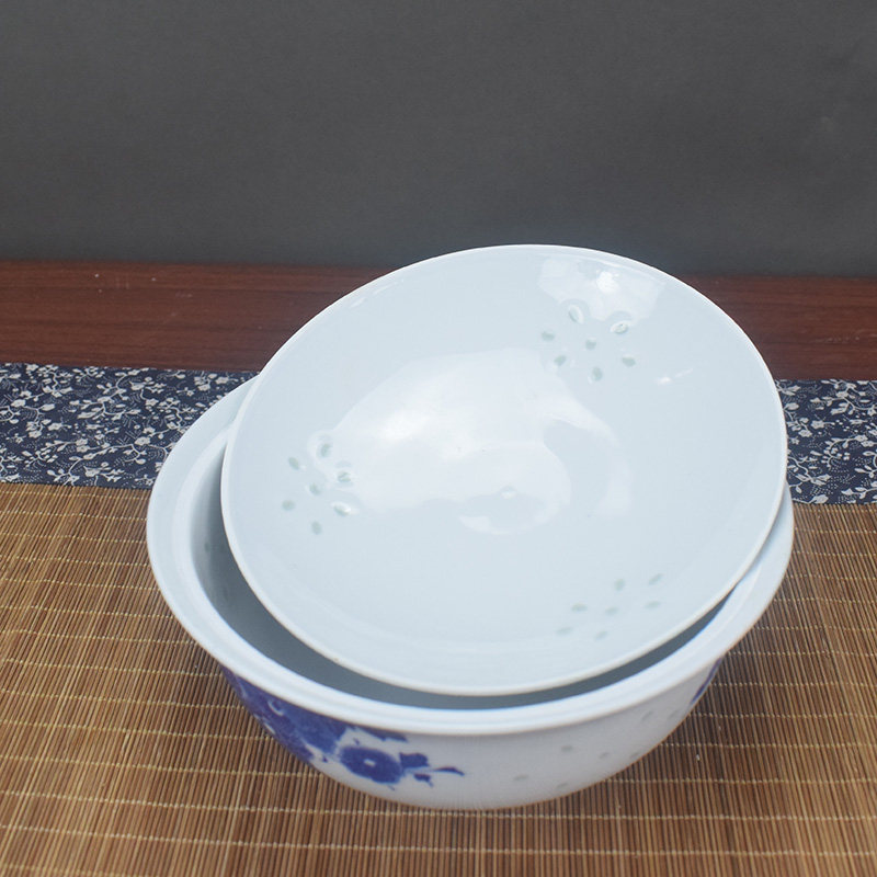 景德镇青花玲珑陶瓷盖盘盖碗盖盘高温瓷盘子带盖菜盘汤碗 7寸合器,淘宝优惠券,粉丝福利购,淘宝优惠卷