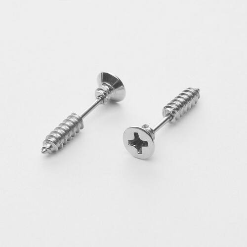 钛钢耳饰 螺丝耳钉防过敏耳钉男女小众潮酷耳骨钉ins风复古耳环 - 图3