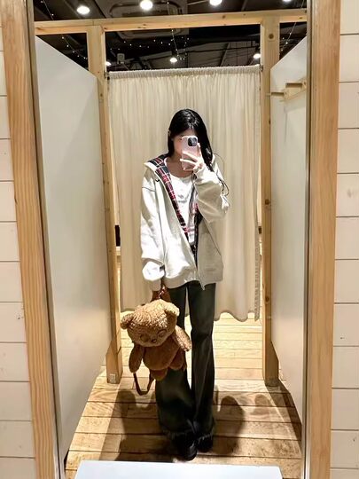 Women's loose oversize hooded sweatshirt cardigan jacket
