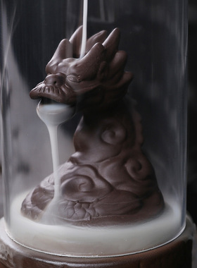 跨境专供紫砂倒流香炉家居饰品摆件工艺品 创意防风罩龙倒流香炉