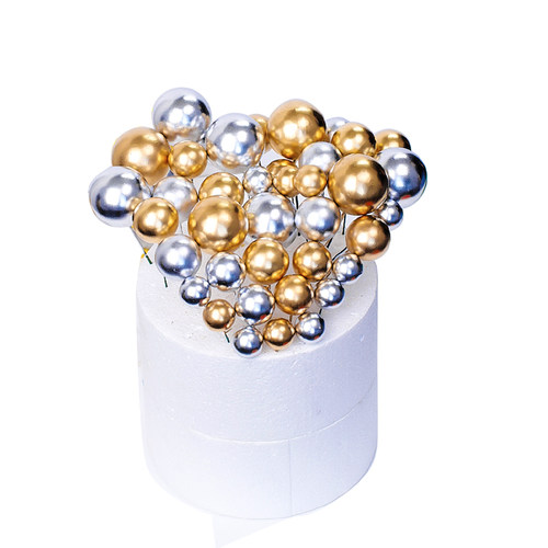 50个装金球银球蛋糕装饰球球插件金色球银色球彩色球生日派对配件 - 图3