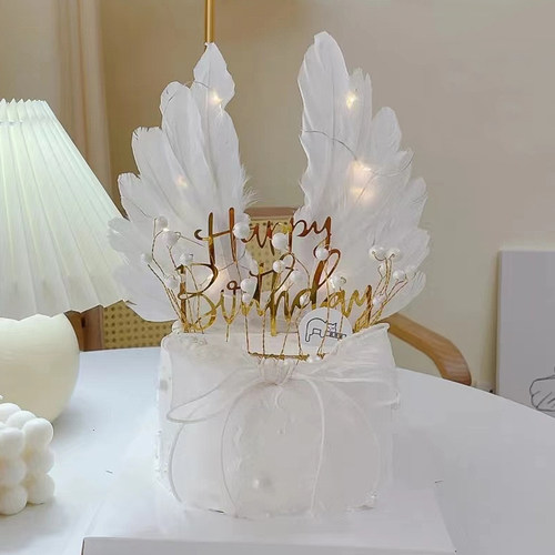 珍珠皇冠蛋糕装饰摆件网红满天星女王小皇冠配件羽毛翅膀生日插件 - 图1