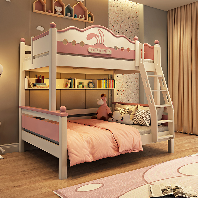 儿童床小户型上下床高低床双人床上下铺女孩双层床实木二层子母床