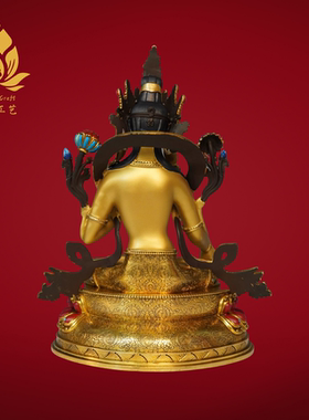 尼泊尔纯铜鎏金绿度母佛像摆件藏式密宗居家供奉佛像