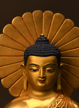 精品药师佛尼泊尔手工背光药师佛紫铜鎏金工艺33cm