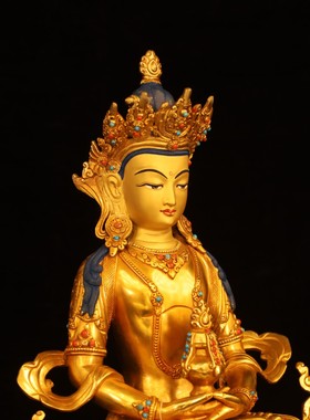 尼泊尔释迦族密宗长寿佛像34cm尼泊尔纯铜24k鎏金长寿佛纯手工