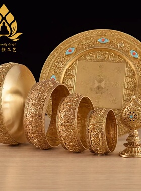 慧宝尼泊尔纯铜鎏金曼扎盘藏式密宗居家供奉佛像