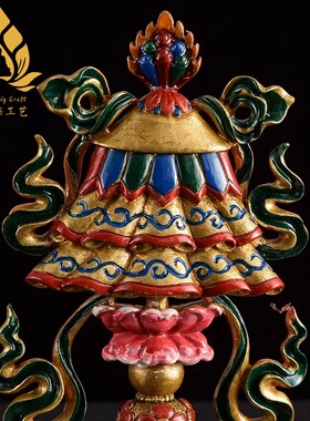 尼泊尔纯铜鎏金八吉祥摆件藏式密宗居家供奉佛像