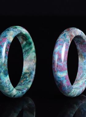 镯子手镯绿帘石女红绿宝双色