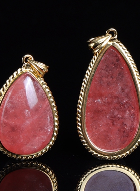 镶嵌925银送银链吊坠红纹石