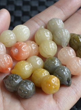 天然戈壁玉金丝玉花生人生如意