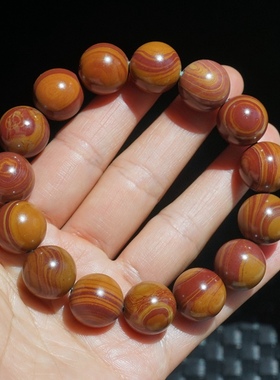 25#天然佛衣袈裟泥石朗加彩泥手钏原石彩色红黄色战国红花手链