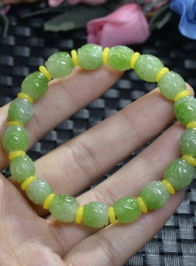 手链绿色镂空如意天然和田玉