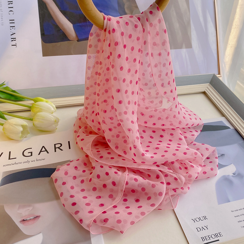 紫色波点乔其纱丝巾女春秋纯色百搭薄款披肩护颈围巾夏季防晒纱巾,淘宝优惠券,粉丝福利购,淘宝优惠卷