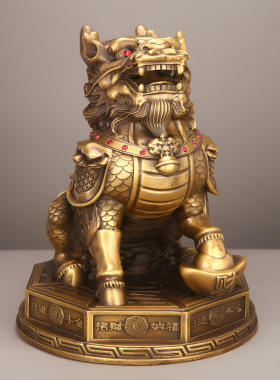 厂家批发铜八卦财富麒麟金属工艺品客厅玄礼品摆件