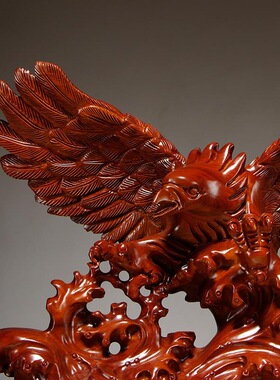 花梨木雕刻老鹰摆件大展宏图雄鹰家居客厅办公桌面装饰红木工艺品