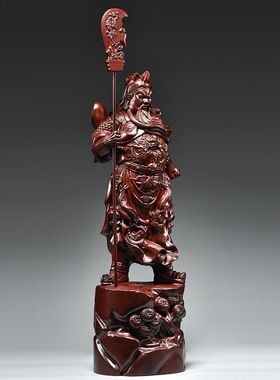 黑檀木雕关公摆件实木武财神客厅佛像家居装饰店铺开业送礼工艺品