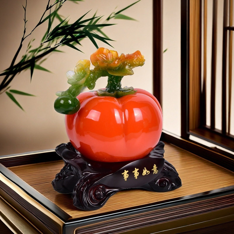 2025年新款柿子家居摆件树脂事事如意装饰品客厅玄关招财乔迁开业,淘宝优惠券,粉丝福利购,淘宝优惠卷