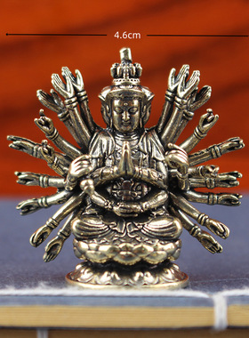 小号准提菩萨随身实心摆件合金佛像千手观音尼泊尔家居供奉铜像