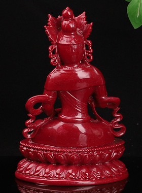 朱砂家居保平安佛像摆件莲花底座观音菩萨像净瓶观世音佛堂工艺品