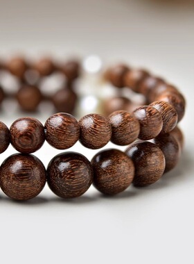 民族风金丝檀木单圈手串男士女款珍珠复古简约小众盘文玩手链送礼