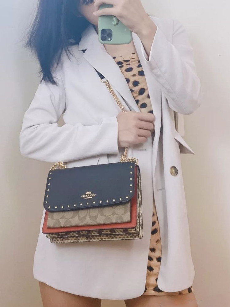 coach风琴包奥莱款单肩斜挎女包 3H2O海外女士包袋