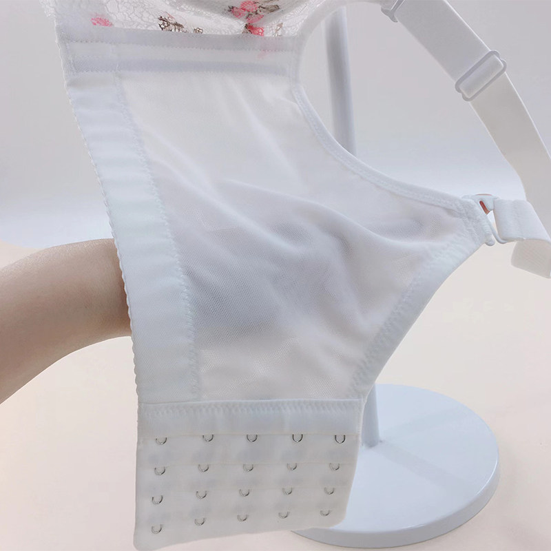 图薇娜调整型内衣薄款小胸聚拢文胸白色碎花防下垂收副乳矫正内衣