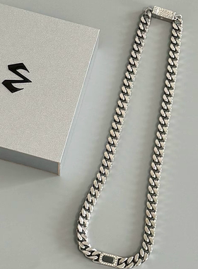 babama灰钻系列古巴项链钛钢情侣