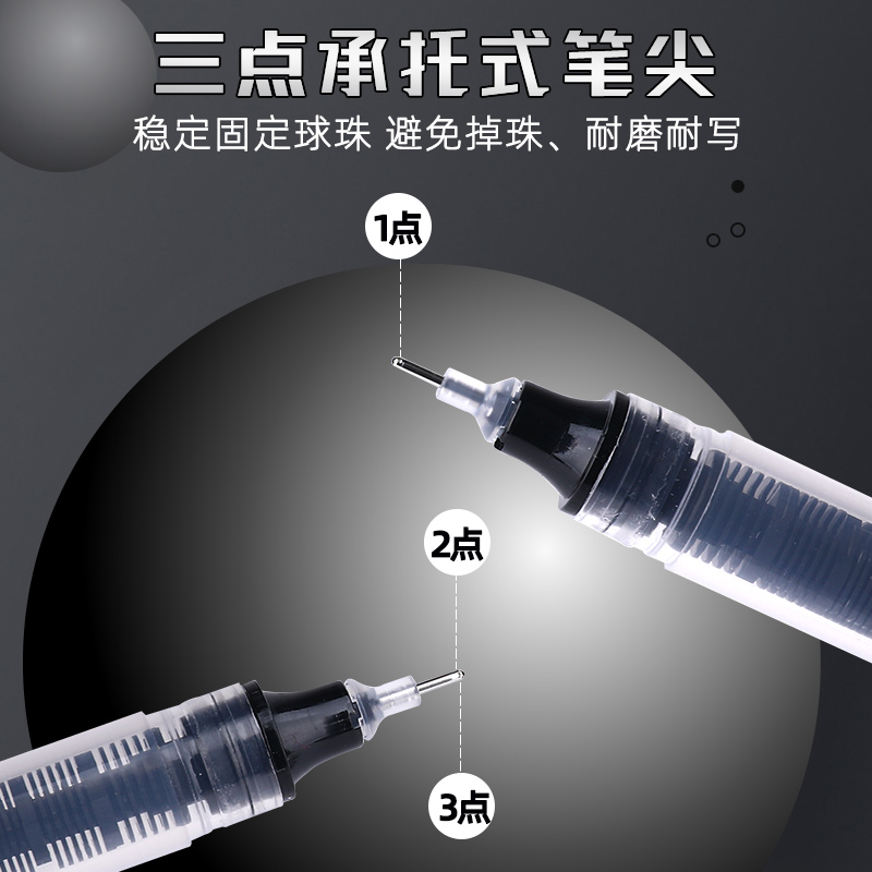 1秒速干直液式走珠笔黑色笔中性笔高颜值0.5黑笔速干顺滑初中生专用大容量签字笔圆珠笔小学生专用水笔刷题笔 - 图3