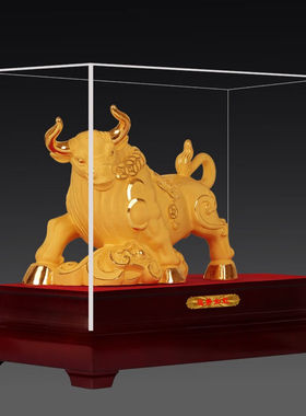 囍善缘绒沙金摆件运势如虹牛摆件公司店铺开业礼物乔迁牛年礼品送
