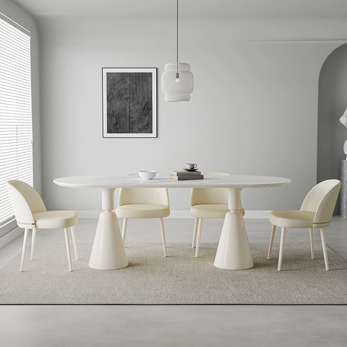 Французская каменная панель обеденный стол Light Luxury Modern Minimalist natude stoble Домохозяйство маленькая квартира Красная крема для ресторанов и стулья