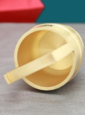一桶金纯黄铜小水桶办公风水摆件全黄铜摆件工艺品小铜器手提