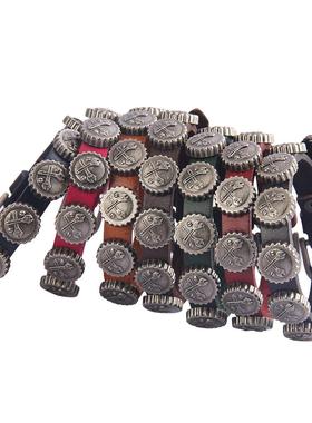 陶江然朋克2暗黑摇滚星星牛皮手链辣妹哥特复古情侣细手环饰品.