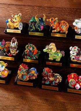 十二生肖牛年吉祥物天津泥人张泥人彩塑 中国风传统可爱摆件