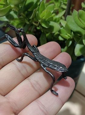 手工创意纯铜螳螂刀螂茶宠 日式可养精品茶玩茶道小摆件