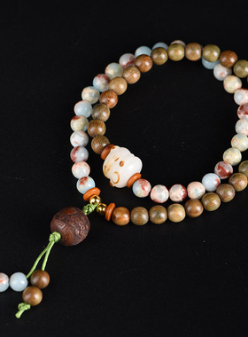 南美绿檀6mm双拼星月寿山石手链流行时尚佛珠男女情侣款手饰文玩