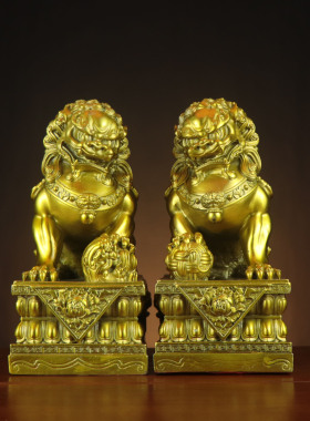 全铜狮子摆件 北京狮一对家居店铺铜狮子摆件厂家批发