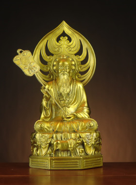 黄铜三清道祖太上老君原始天尊神像供奉摆件道场家居客厅摆件摆饰